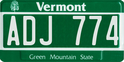 VT license plate ADJ774