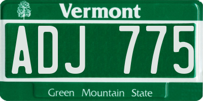VT license plate ADJ775