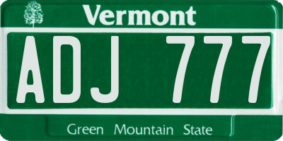 VT license plate ADJ777