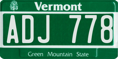 VT license plate ADJ778