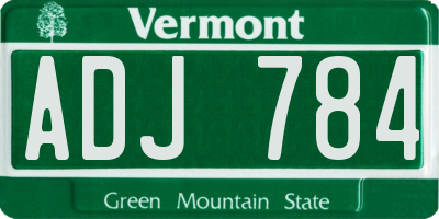 VT license plate ADJ784