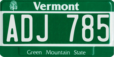 VT license plate ADJ785
