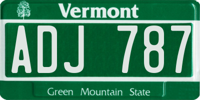 VT license plate ADJ787