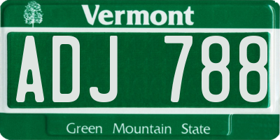 VT license plate ADJ788