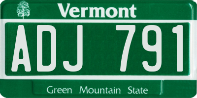VT license plate ADJ791