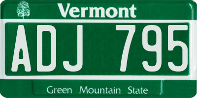 VT license plate ADJ795