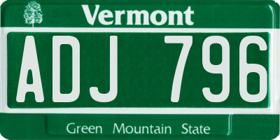 VT license plate ADJ796