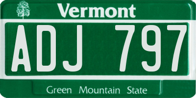 VT license plate ADJ797