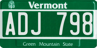 VT license plate ADJ798