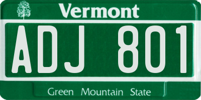 VT license plate ADJ801
