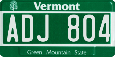 VT license plate ADJ804