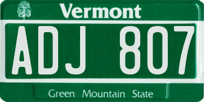 VT license plate ADJ807