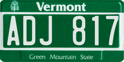 VT license plate ADJ817