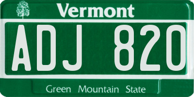 VT license plate ADJ820