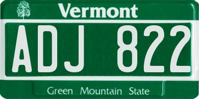 VT license plate ADJ822