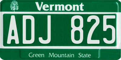 VT license plate ADJ825
