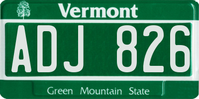VT license plate ADJ826