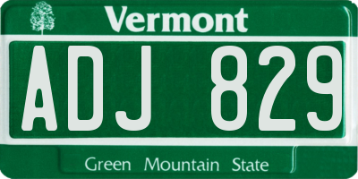 VT license plate ADJ829