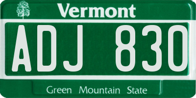 VT license plate ADJ830