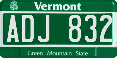 VT license plate ADJ832