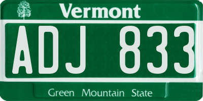 VT license plate ADJ833