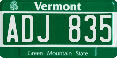 VT license plate ADJ835