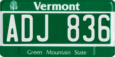 VT license plate ADJ836