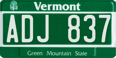VT license plate ADJ837