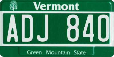 VT license plate ADJ840