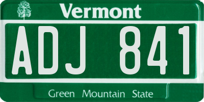 VT license plate ADJ841