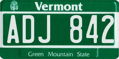 VT license plate ADJ842