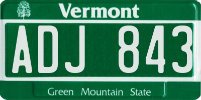 VT license plate ADJ843