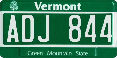 VT license plate ADJ844