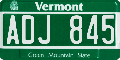 VT license plate ADJ845