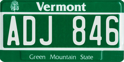 VT license plate ADJ846