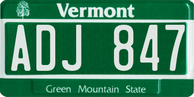 VT license plate ADJ847