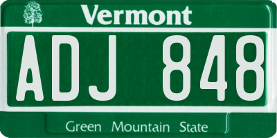 VT license plate ADJ848