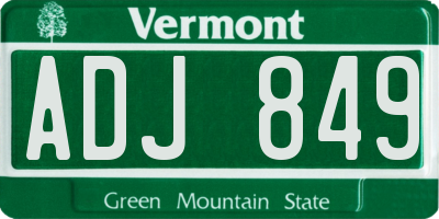 VT license plate ADJ849