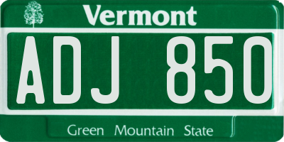 VT license plate ADJ850