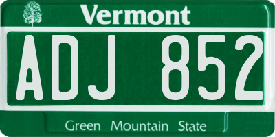VT license plate ADJ852