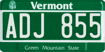 VT license plate ADJ855