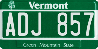 VT license plate ADJ857
