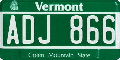 VT license plate ADJ866