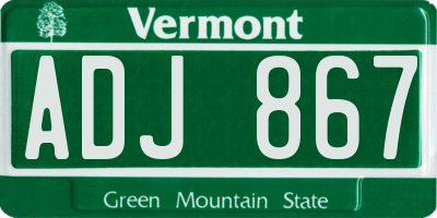VT license plate ADJ867