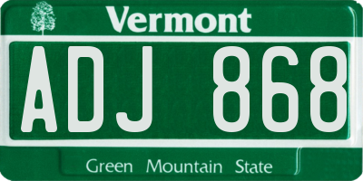 VT license plate ADJ868