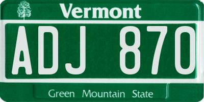 VT license plate ADJ870