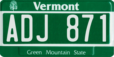 VT license plate ADJ871