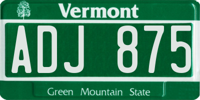 VT license plate ADJ875