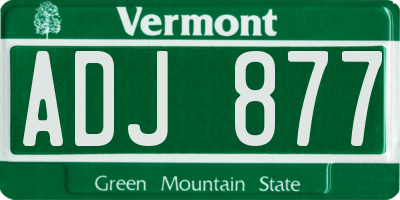 VT license plate ADJ877