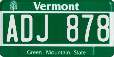 VT license plate ADJ878